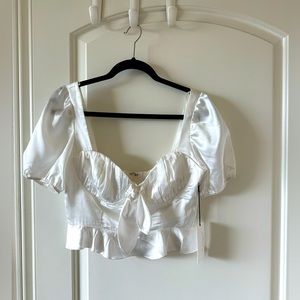 Dainty new white satin crop